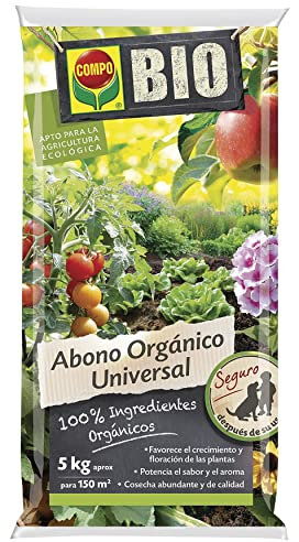 COMPO BIO Abono Orgánico Universal, Para plantas ornamentales, hortícolas y frutales, Apto para agricultura ecológica, Granulado, 5 kg