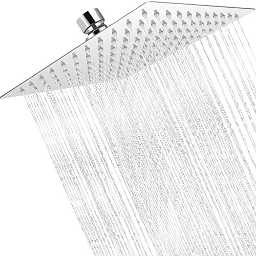 Square Shower Head, 12 Inch 360° Adjustable Angle High Pressure Shower Head, Universal Rainfall Shower Heads for Bathroom, Replacement Rain Shower Heads for Bathroom