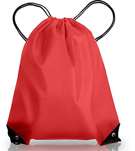 AKHTART Drawstring Bags, Unisex Swimming Bag, Large PE Bag, Sports Backpack, Waterproof Gym Sack - Suitable for School/Beach/Holidays/Travel/Swimming and Various Activities (Red)