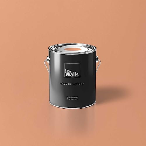 New Walls Premium Wandfarbe Orange, Rosaorange Liquid Luxury Dispersionsfarbe für Innenräume – 2,5 L