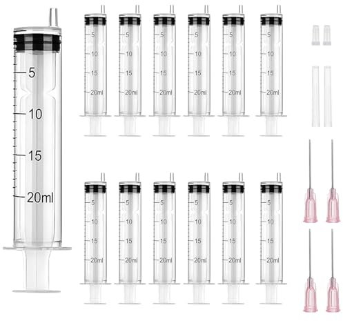 winbest 12pcs 20ml Syringe, Plastic, Non-Sterile, Reusable, Measuring, Feeding, Industrial, Labs Experiment