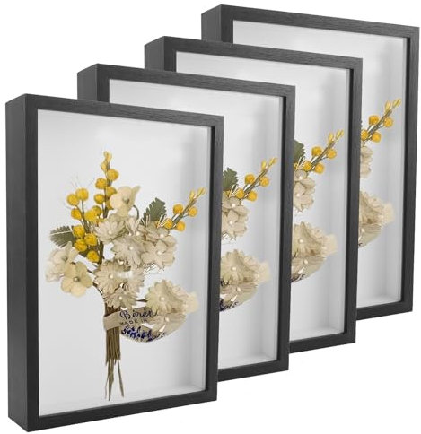 LDHHYH 4 Stück 3D Bilderrahmens zum Befüllen A4 21x30cm, 3D Bilderrahmen Tiefer Objektrahmen, Objektrahmen zum Befüllen Tiefer 3cm, Tief Bilderrahmens zum Befüllen, Tiefer Bilderrahmen Zum Befüllen