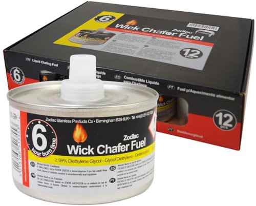 Sterling Saver 6 Hour Quality Chafing Dish Fuel Tins with Wick Catering, Caterers, Food Buffet Serving (12 Pack)