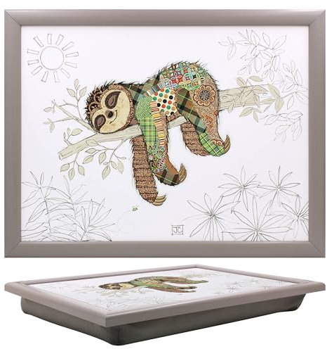 Lesser & Pavey Bug Art Simon Sloth - Bandeja de Regazo con Bolsa de Frijoles para Servir Platos, Bonitas bandejas de Regazo para Comer en el Regazo para la Cena o el Desayuno, bandejas de Comida de