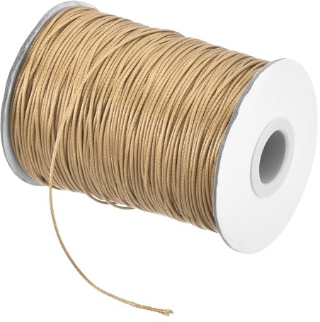 sourcing map Waxed Cord 1mm Waxed Polyester Cord 175 Yard Wax String for Bracelet Making,Necklaces, Beading,Jewelry Making and DIY Crafts(Khaki)