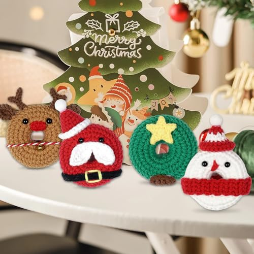 BONJUME Ganchillo Navideño, 4PCS Juego De Tejer Para Principiantes Con Reno, Instrucciones y Manualidades DIY