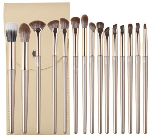 Make Up Pinsel Set (15 Stück), Premium Foundation Puderpinsel Lidschatten Schminkpinsel Set, Mit Leder Tasche, Für Foundation, Gesicht, Puder, Lidschatten