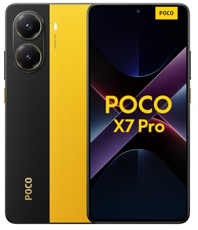 Xiaomi POCO X7 Pro - Smartphone de 12+512GB, Pantalla CrystalRes 1.5K 120Hz AMOLED, MediaTek Dimensity 8400-Ultra, Cámara de 50 MP, 90W HyperCharge, Cargador no Incluido, Amarillo (Versión ES)