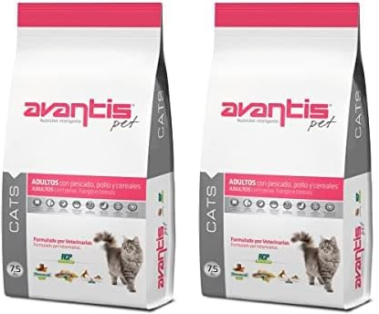 Avantis Pet Cats - Pienso para Gatos Adultos - 7,5 kg - Fácilmente Digerible con Pescado, Pollo y Cereales - Comida Seca 100% Completa y Equilibrada (Paquete de 2)
