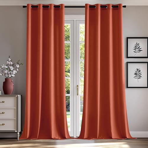 MIULEE Tende per interni Tende Trasparenti per Camera da Letto Finestra Moderne Tenda Salotto Soggiorno 2 Pannelli 140x260cm Rosso Mattone