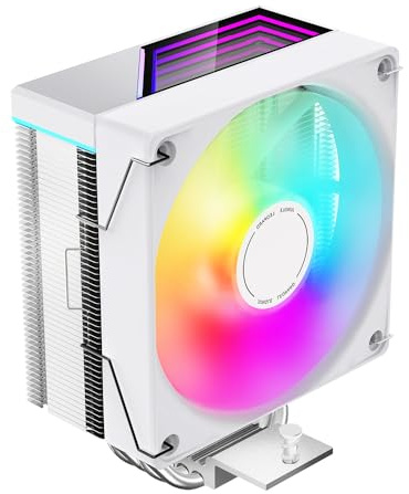 Jungle Leopard KF400X färgglad LED 4 värmerör CPU-kylare med 4PIN PWM 800-1800 RPM tyst fläkt, för Intel LGA 2011/115X/1200/1366/1700/1851, för AM4/AM5 (WH)
