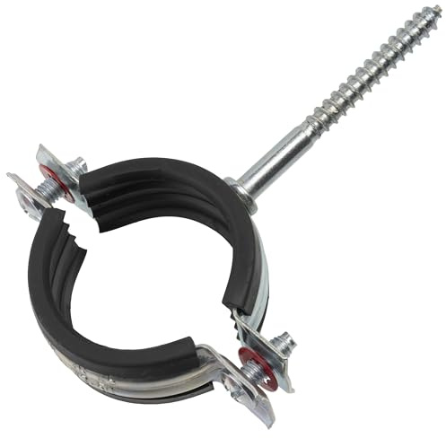 AERZETIX - Set di 5 collari di serraggio semplici isolati con vite per tubo 1 1/4 | montaggio orizzontale o verticale | campo di serraggio 38-45 mm | acciaio con guarnizione in gomma