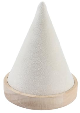 Gutol Soporte de madera para relojes y pulseras, expositor multifuncional en forma de cono, superficie de terciopelo suave, base de madera resistente (beige).