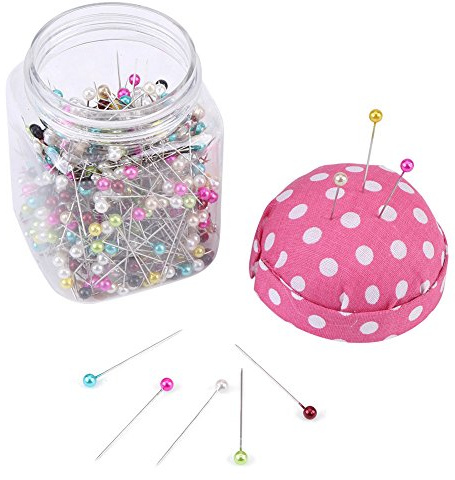 Fydun - Lot de 500 épingles à tête - Perles - En tissu rose - Couvertures - Coussin à aiguilles - Bouteille - Pour couture, artisanat - Épingles à tête en verre - Décoration