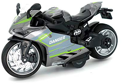 MING YING 66 Pull Back Motorcycle Model - 1:12 Scale Toy Motorcycle,Motorcycle Toy with Light and Music for Children Boys and Girls (Silver)