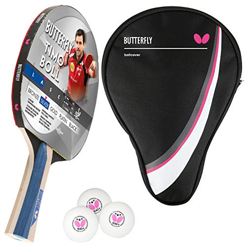 Butterfly® Timo Boll Silver Tischtennisschläger | Tischtennis Racket TT Hobbyschläger für ambitionierte Freizeitspieler | hochwertige Qualität | ITTF zertifizierter Addoy Belag | anatomische Griffform