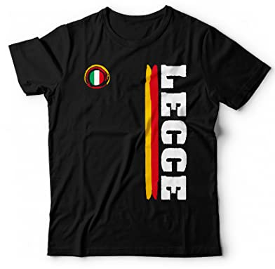 Generico Maglietta Lecce Vari Colori Sport Calcio Tifoso Giallo Rosso - T-Shirt Città Taglie dalla S alla XXL… (M, Nero)