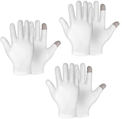 3 Paar Feuchtigkeitsspendende Handschuhe mit Touchscreen WeißE Baumwolle Feuchtigkeitsspendende Handschuhe übernachtung Schlafen Heilung Ekzemen Schlaflotion Hand-Spa-Behandlung Reparieren Trockene