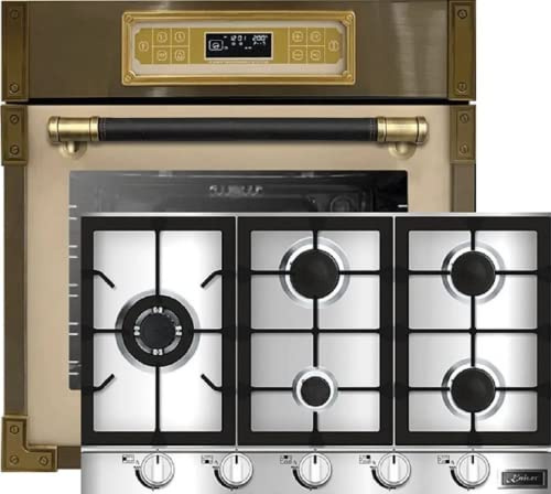 Kaiser spis set EH 6726 ElfAD KG 9357 Turbo, retro inbyggd ugn 80 L, elektrisk ugnsset – 11 driftfunktioner inbyggd gashäll 90 cm, rostfritt stål/inox, naturgas/propangas/fl.Gas