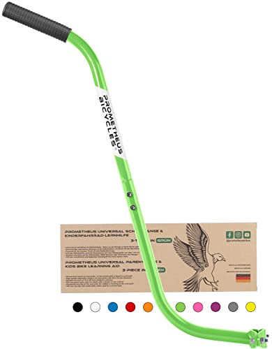 PROMETHEUS BICYCLES Fahrradstange für Kinderfahrrad | Schiebestange Kinderfahrrad | universal Schubstange Fahrrad kinder teilbar rutschfest stabil - Grün