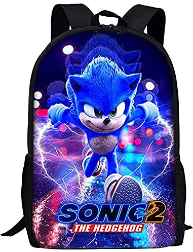 BESTZY Sonic Rucksäcke, Sonic Hedgehog Kinderrucksäcke Sonic Büchertasche 3D Hedgehog Cartoon Tasche Modeaccessoire Rucksack Anime Schultaschen Backpack für Kinder, Jungen, Mädchen, Teenager