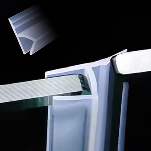 Zjclx Frameless Soft Shower Door Sweep Seal Drip Rail, Glass Shower Silicone Door Seal Strip,Weatherproof Silicone Seal Fit for Glass (H Type, 10mm (3/8))