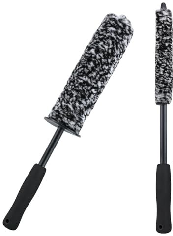 2 spazzole per cerchioni in microfibra, per una pulizia delicata e senza graffi fino a profondità nel letto dei cerchioni, spazzola per cerchioni in alluminio, set di guanti da lavaggio per cerchioni