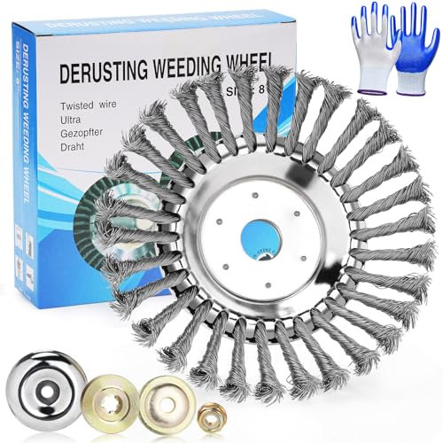 Oumuik Brosse de Désherbage 200 x 25,4 mm en Acier pour Tondeuse à Gazon - Élimine Efficacement la Mousse et les Mauvaises Herbes