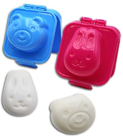 2 PZ Stampo per Uovo Sodo, Modellatore Uova Sode e Palline di Riso Sushi, Accessori Bento, per Ristoranti, Casa, Pic-Nic, Scuole e Asili, Utensili Fai da te, Egg Mold DIY (ORSO - CONIGLIO)