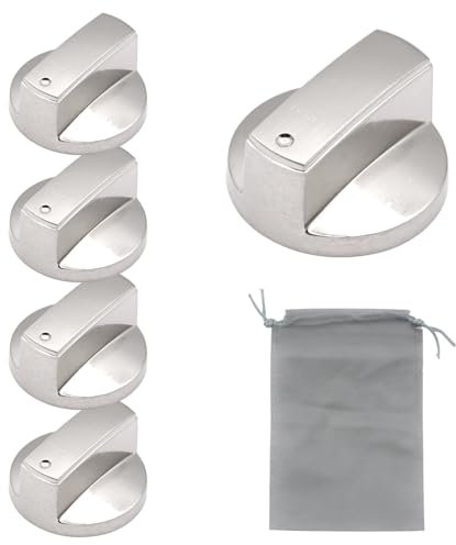 ZYKORT 5 Pezzi Manopole Forno, 6 mm Pomello per Fornelli a Gas, Metallo Manopole Controllo Stufa a Gas, Argento Universale Manopola Gas per Cucina Stufa Gas, Piano Cottura, Forno