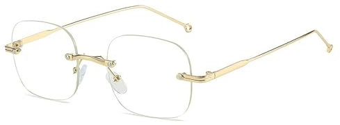 BAMINX Rahmenloser Brillenrahmen, modische Brillen, Unisex, ohne Sehstärke, klare Gläser, für Damen und Herren, gold