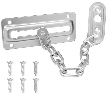 Chaîne de sécurité robuste pour porte d'entrée, chaîne de sécurité en acier inoxydable avec raccords, entrebâilleur de porte intérieure pour portes en UPVC, chaîne de verrouillage de porte pour la