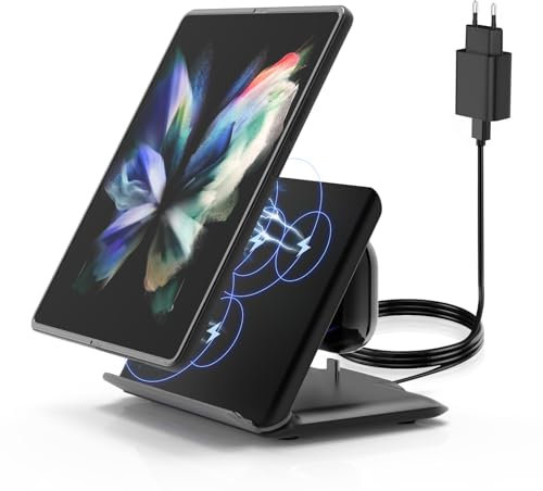 Geyo Chargeur Induction pour Samsung Galaxy Z Fold, 2 in 1 Rapide Chargeur sans Fil pour Samsung Galaxy Z Fold 7/6/5/4/3, Galaxy Buds 3/3 Pro/2/2 Pro (Noir)