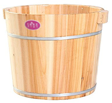 Cubo de Madera para pediluvio, pediluvio Termal de Abeto, palangana de Espesor Natural, Cuenco portátil para pediluvio binaural, pediluvio para niños Mayores con Tapa, Ideal para el hogar.