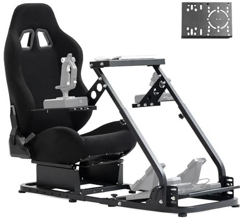 Dardoo Flight Simulator Cockpit With Seat Adjustable Compatible with Logitech G920 G923, Thrustmaster T80 T150, HOTAS Warthog, G Saitek, Racing Wheel Stand Without Wheel, Shifter Pedal