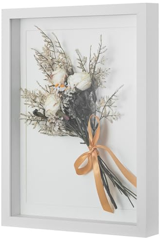 Walasis 3d Bilderrahmen zum Befüllen für Gegenstände Geschenk: 3 cm Tiefer Rahmen 30x40 Weiß für Brautstrauß - Dicker Objektrahmen Schaukasten für Trikot T-shirt Foto Collage