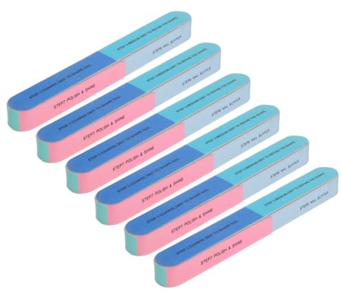 Genérico Limas de Uñas 12 Pcs 6 Caras 7 Pasos Bloque Pulidor Uñas Lavable Herramienta para Manicura y Pedicura Uso Profesional en Manos y Pies