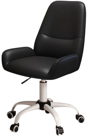 Kontorsstolar I Konstläder Med Svängfunktion Datastol Med Hög Rygg Och Mobila Hjul, Besöksstol För Konferensrum(Black,White Legs)