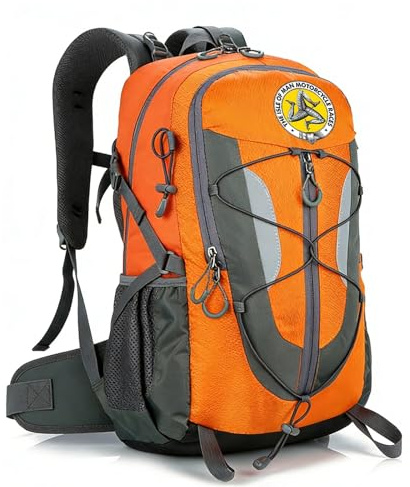 Zaino da escursionismo Isle of Man Motorsport Fan, Zaino giornaliero di grande capacità, Zaino outdoor impermeabile unisex per quotidiano, scomparti(Orange)
