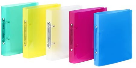 Viquel - Classeur souple en plastique spécial fiche bristol A5 PROPYGLASS - Perforation spécifique écartement 8cm - Fabrication Française - Couleurs Aléatoires