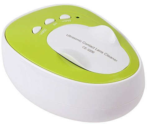 CGOLDENWALL Mini limpiador ultrasónico de lentes de contacto de 4 ml, máquina de limpieza de lentes de cuidado diario, lavadora ultrasónica (verde claro)