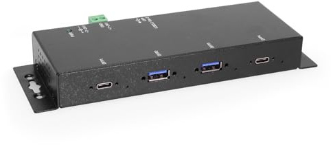 Coolgear 4 Port USB 3.2 Gen 2 Type-C Hub w/ESD Surge Protection, 10Gbps Speed, LED Indicators, Wide Range Power Input, Screw Lock Compatible for Secure Connections