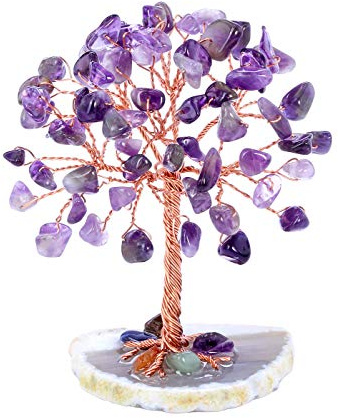 Jovivi Amethyst Crystal Tree, Mini Amethyst Tree of Life Gifts for Women Mum Birthday,Purple Gemstone Tree Crystals Healing Stones Spiritual Home Office Decor Gifts for Women
