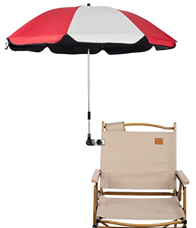 Sombrilla solar para silla con abrazadera ajustable UPF 50+, con fijación de clip para Paraguas para sillas de patio,sillas de playa,cochecitos,sillas de ruedas y carritos de golf(Azul oscuro) (Rojo)