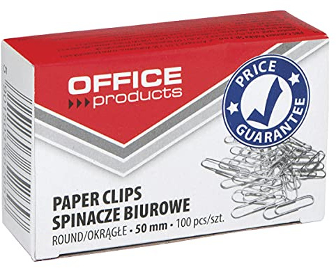Officiella produkter 18085015-05 pappersklämmor runda metallbrevklämmor silver/50 mm – 1 000 stycken (10 x 100)/förnicklade/pappersklämmor