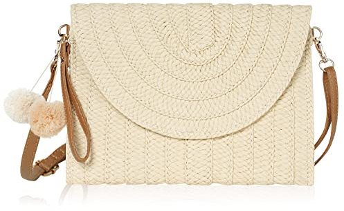 Aucuu Stroh Crossbody Tasche, Schultertasche Damen, Kupplung Umhängetasche, Umschlag Geldbörse Basttasche, für Sommer Strand, Damenreisen und Urlaub