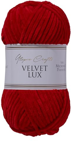 Utopia Crafts Velvet Lux Chenille Yarn 100g (Red)