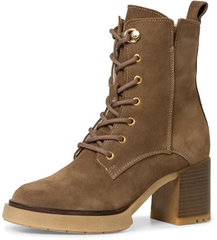 Tamaris Damen Schnürstiefel mit Absatz Leder Blockabsatz; CIGAR/braun; 38 EU