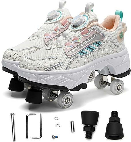 GRFIT Scarpe con rotelle, Pattini a rotelle, Skateboard, Scarpe per Bambini con rotelle, Scarpe da Pattinaggio, Scarpe da Ginnastica con Ruote per Ragazze e Donne,41