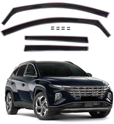 J&J AUTOMOTIVE GD Déflecteurs d'air et de Vent pour Hyundai Tucson 4 Depuis 2020, Ensemble 4pcs, Teintés, Avant et Arrière, Aérodynamique